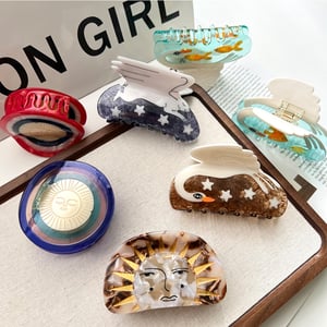 1 Pair Simple Series Casual Sun/Moon Acetate Women's Hair Claws h5 Picture5