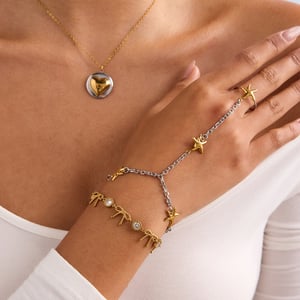 style starfish stainless steel gold color charm bracelets h5 Picture3