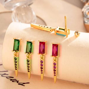 Copper Gold Color  Zircon Piercings Earrings h5 Picture3