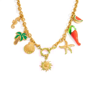 Oceanic Stainless Steel  Gold Color Pendant Necklaces h5