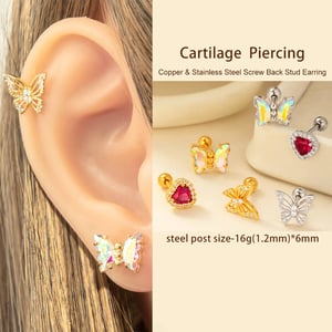 1 Stück Simple Series Simple Heart Kupfer Gold Farbe Zirkon Damen Piercings Ohrringe h5 Bild3