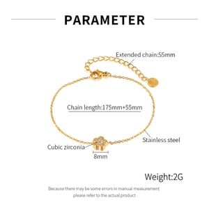 Blumen-Charm-Armbänder aus Edelstahl in Goldfarbe h5 Bild2