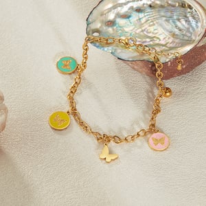 Fußkettchen mit Schmetterlings-Motiv aus Edelstahl in Goldfarbe h5 Bild4