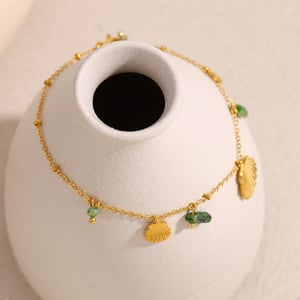 Ocean Series Muschel - Anhänger Goldfarbene Edelstahl Damenarmbänder h5 Bild4