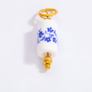 Blue and White Porcelain Stainless Steel Gold Color Women's Pendants h5
