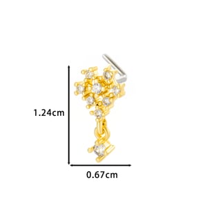1 Piece Flower Copper Gold Color Zircon Women's Nose Stud h5 Picture2