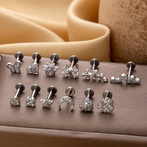 1 Piece Simple Series Daily Heart Copper   Gold Color  Zircon Women's Piercings Earrings h5 Picture6