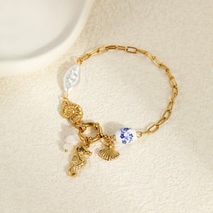 1 Pair Romantic Series Vacation Turtle Stainless Steel   Gold Color  Women's Charm Bracelets h5 Picture5