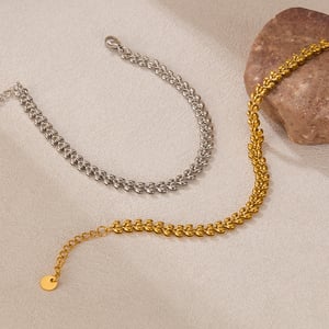 1 Stück Simple Series Tägliche geometrische Edelstahl Goldfarbene Damen-Kettenarmbänder h5 Bild3