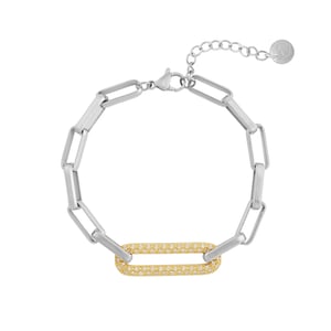 Rechteckige Patchwork-Armbänder aus Edelstahl in Goldfarbe für Damen h5 