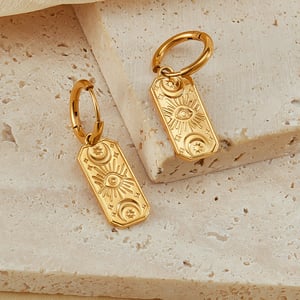 1 Paar einfache Serie täglich geometrische Edelstahl Gold Farbe Damen Tropfen Ohrringe h5 Bild4