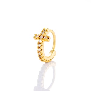 1 Piece Delicate Cross Copper Gold Color Zircon Women's Nose Stud h5