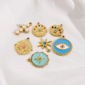 1 Pair Simple Series Retro Eye Stainless Steel   Gold Color  Women's Pendants h5 Picture2