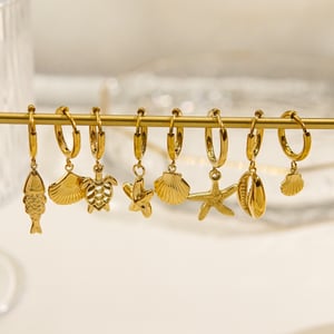 Ocean Series Golden Sea Snail Stainless Steel Women's Earrings h5 Picture2