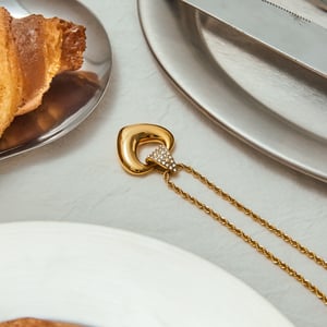 Retro Herz Edelstahl Gold Farbe Anhänger Halsketten h5 Bild4