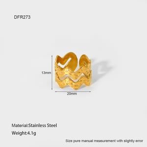 Einfache Serie Tägliche geometrische Edelstahl Gold Farbe Damen Ringe h5 