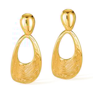 1 Paar ovale Retro-Ohrringe aus Edelstahl in Goldfarbe für Damen h5 