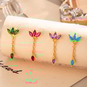 1 Stück Simple Series Einfache geometrische Kupfer Gold Farbe Zirkon Damen Piercings Ohrringe h5 Bild6