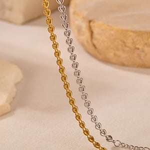 1 Stück Simple Series Tägliche geometrische Edelstahl Goldfarbene Damen-Kettenarmbänder h5 Bild7