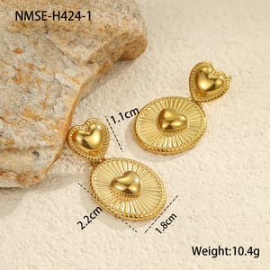 1 Pair Romantic Series Daily Heart Stainless Steel   Gold Color  Women's Dangle Earrings h5