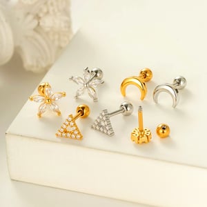 1 Piece Heart Copper Gold Color Piercings Earrings h5 Picture3