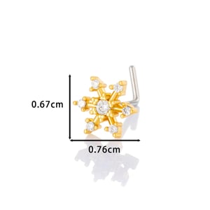 1 Piece Snowflake Copper Gold Color Zircon Women's Nose Stud h5 Picture2