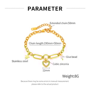 Herz Edelstahl Gold Farbe Charm Armbänder h5 Bild2