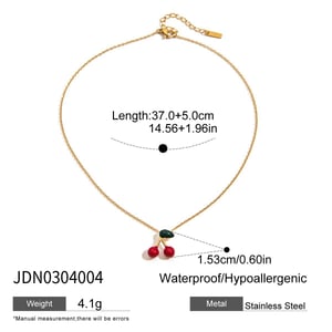 Cute Cherry Stainless Steel Gold Color Pendant Necklaces h5 Picture2