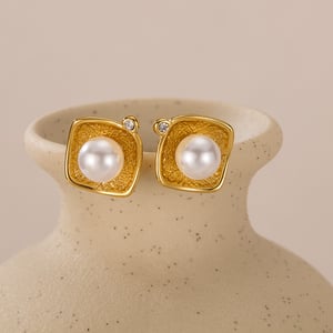 1 Paar Simple Series Tägliche geometrische Edelstahl Goldfarbene Damen-Ohrstecker h5 Bild4