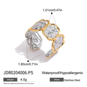 Retro Flower Stainless Steel  Mixed Color Statement Rings h5 Picture2