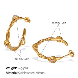 Heart Stainless Steel Gold Color Hoop Earrings h5
