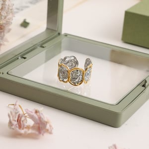 Retro Flower Stainless Steel  Mixed Color Statement Rings h5 Picture5