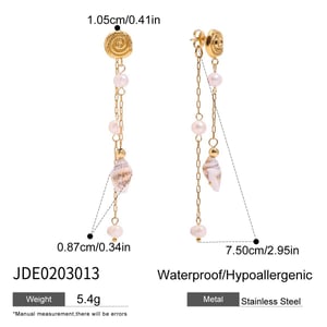 Oceanic Stainless Steel  Gold Color Shell Dangle Earrings h5 Picture2