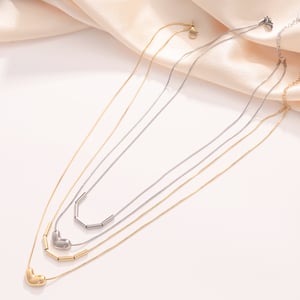 MInimalist Heart Stainless Steel Gold Color Women's Layered Necklaces h5 Picture3