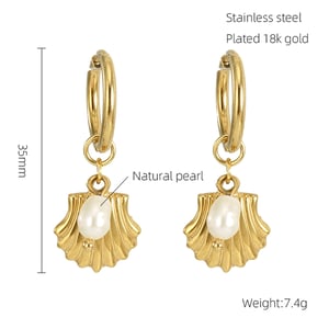 Tropfenohrringe aus Edelstahl mit Muscheln in Goldfarbe h5 Bild2