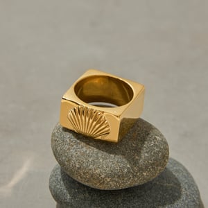 Shell Stainless Steel  Gold Color Statement Ring h5 Picture4