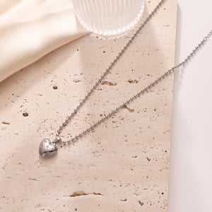 Minimalist Heart Stainless Steel Silver Color Women's Pendant Necklaces h5 Picture4