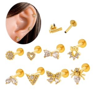 1 Stück Simple Series Daily Bow Knot Kupfer Gold Farbe Zirkon Damen Piercings Ohrringe h5 Bild3