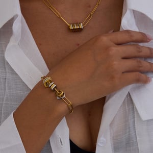 Simple Stainless Steel MIxed Color Charm Bracelet h5 Picture2