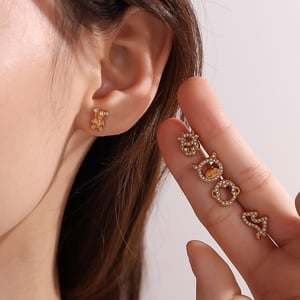 Niedliche Tier-Piercing-Ohrringe aus Edelstahl in Goldfarbe h5 Bild4