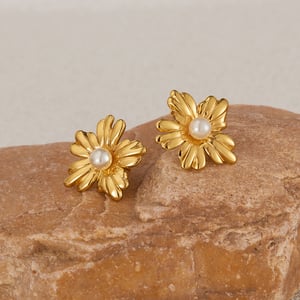 1 Paar Simple Series Daily Plant Edelstahl Goldfarben Damen Ohrstecker h5 Bild5