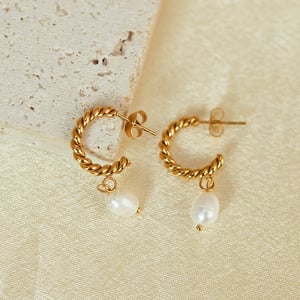 1 Paar einfache Serie täglich geometrische Edelstahl Gold Farbe Damen Tropfen Ohrringe h5 Bild7