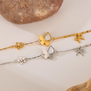 Schmetterlings-Charm-Armbänder aus Edelstahl in Goldfarbe h5 Bild2