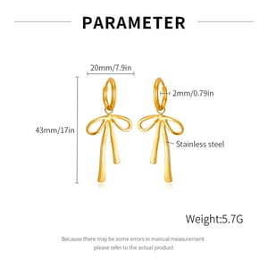 1 Paar einfache Serie täglich Schleife Knoten Edelstahl Gold Farbe Damen Tropfen Ohrringe h5 Bild2