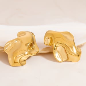 Flower Stainless Steel Gold Color Stud Earrings h5 Picture4