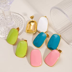 Simple Series Casual Solid Color Stainless Steel Women's Stud Earrings h5 Picture3
