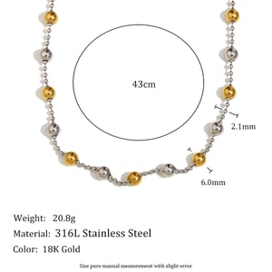 Simple Series Fashion OL Mixed Color Stainless Steel Women's Beaded Necklaces h5