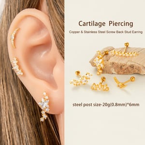 Stern Kupfer Gold Farbe Piercings Ohrringe h5 Bild4