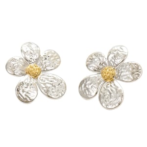 1 Pair Romantic Series Sweet Flower Stainless Steel   Gold Color  Women's Stud Earrings h5 Picture5