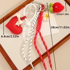 1 Piece Strawberry Flower PU Heart Shaped Bag Charms h5 Picture2